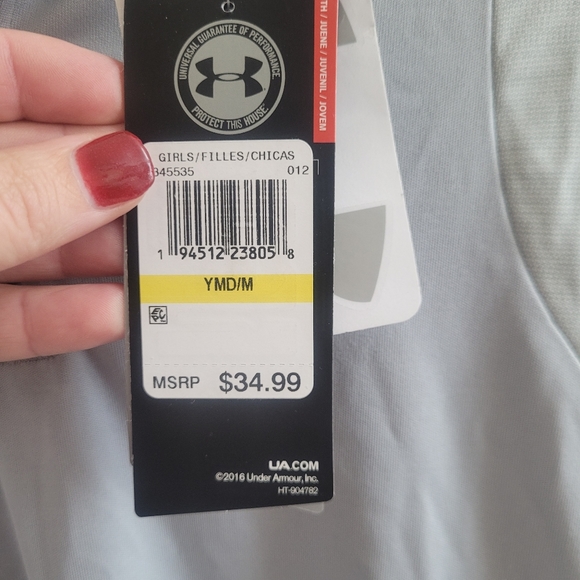Under Armour | Girls Heatgear New Gray Loose Long Sleeve Top - Picture 10 of 10